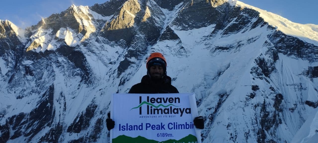 Trekker summited Island Peak
