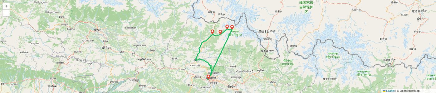 Langtang Valley Heli Trek Map