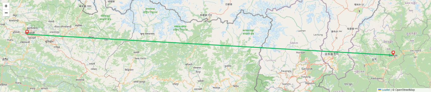 Nepal Bhutan Tour Map