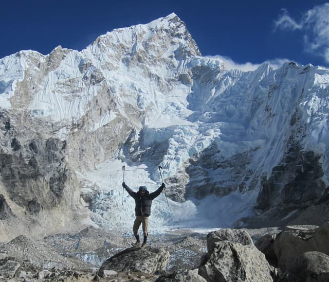 A Person Standing near Khumbu Ice Fall