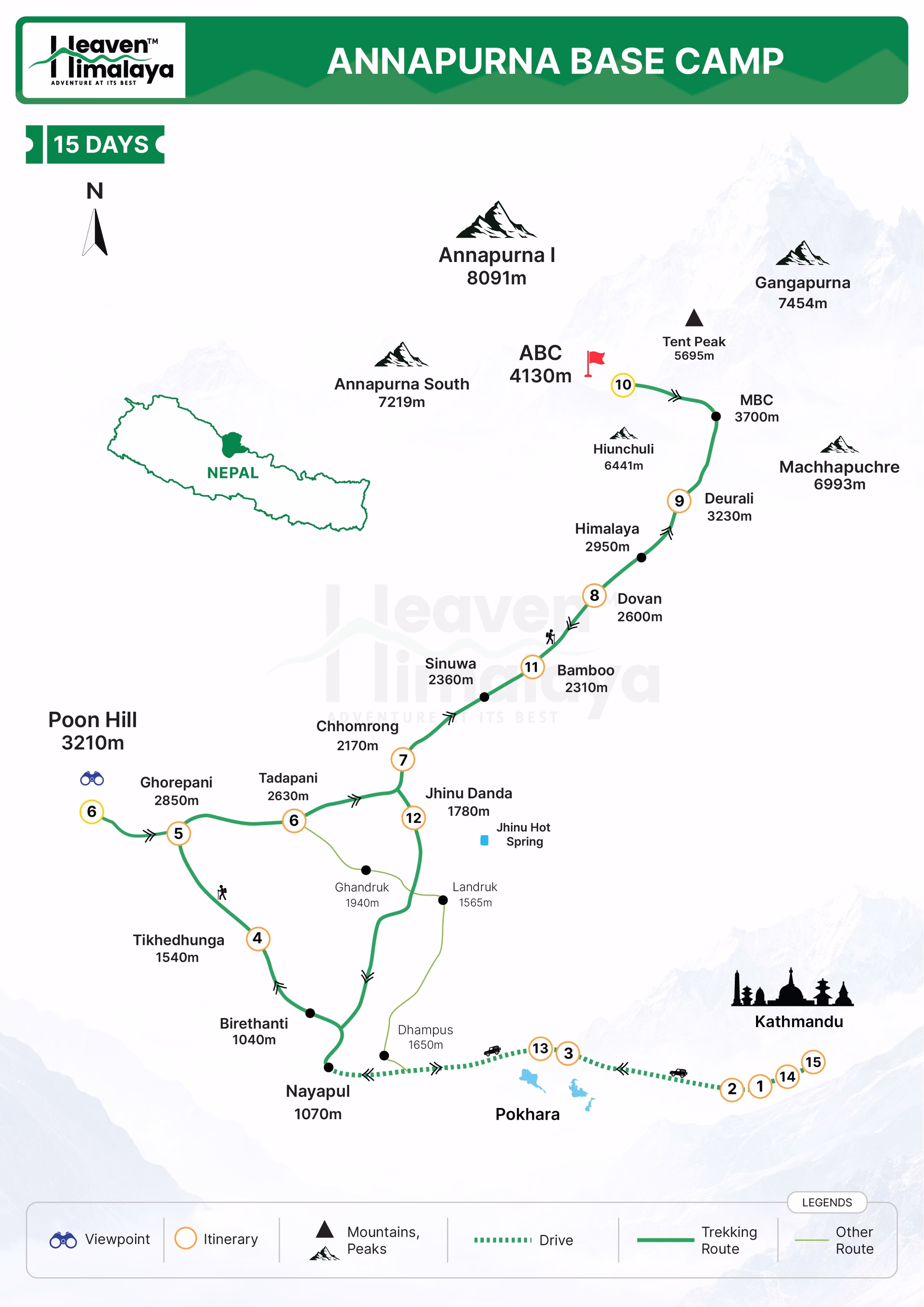 Annapurna Base Camp Trek route map