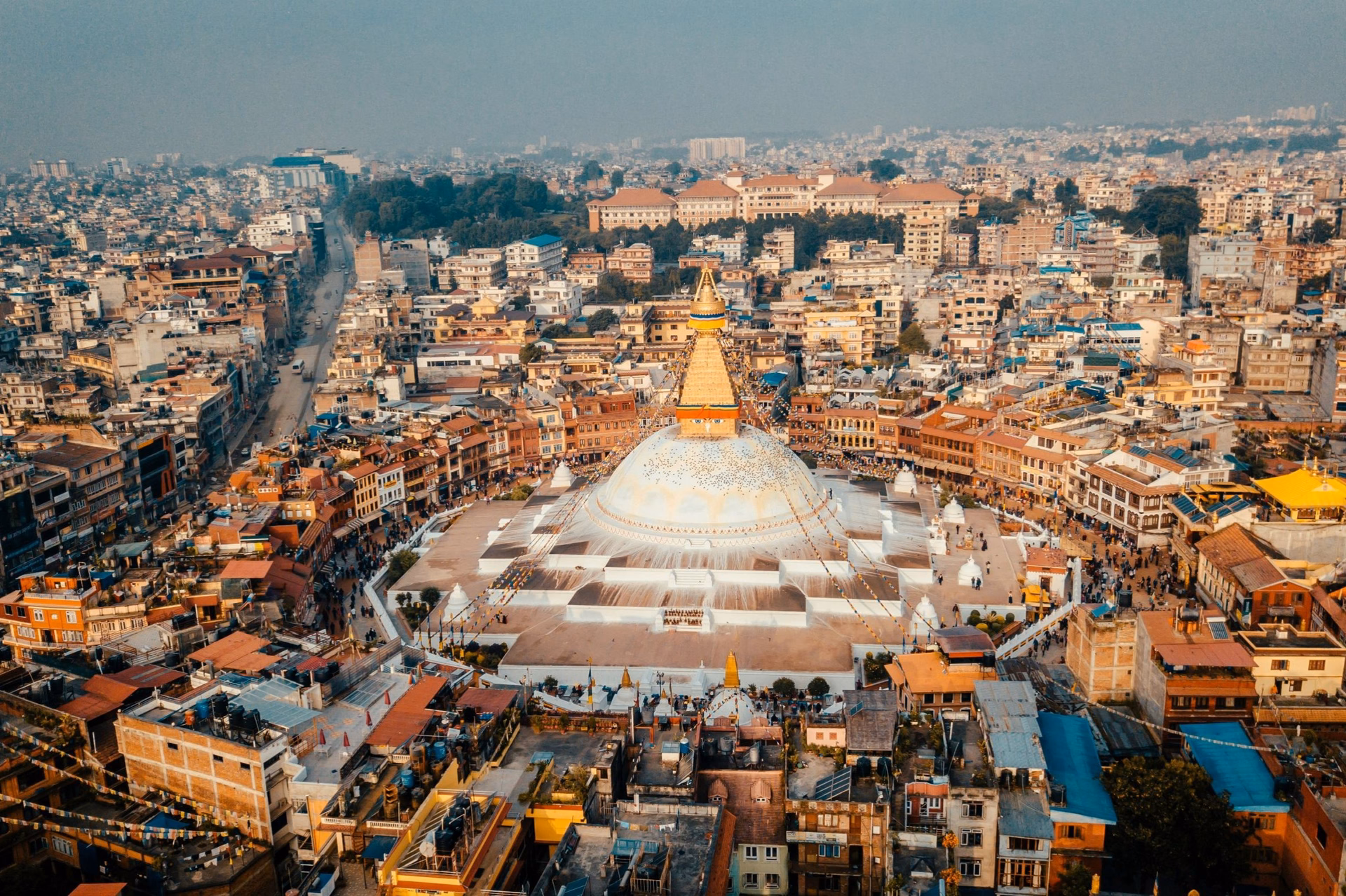Stunning Aerial View of Bouddhanath Stupa
