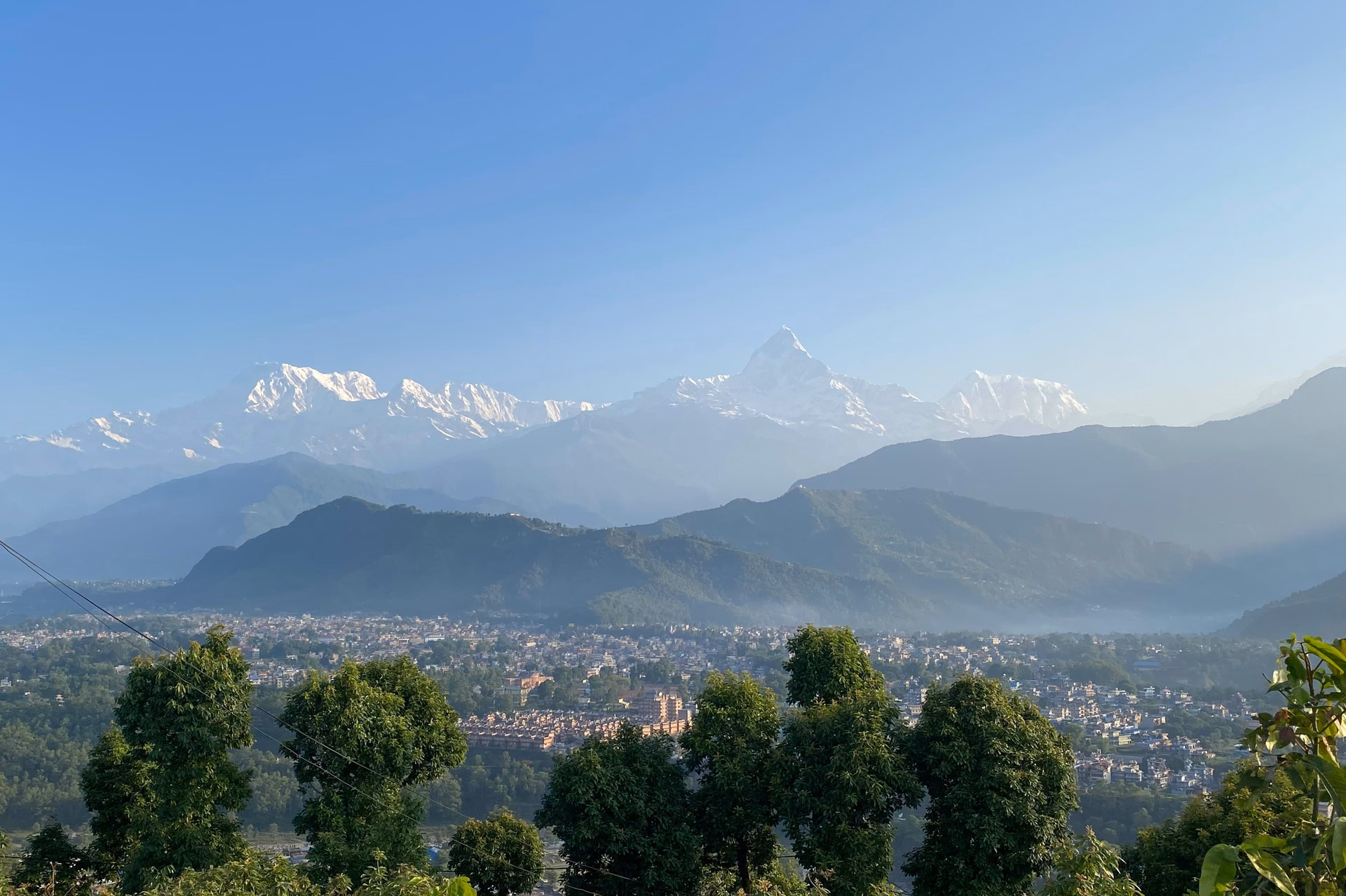 Annapurna range and pokhara city view from Sarangkot