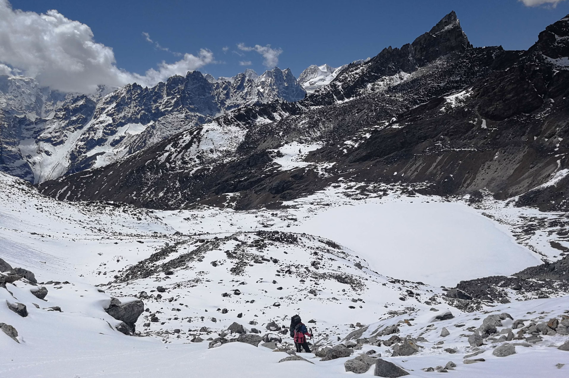 Frozen Ngoldumba Tsho along Renjo La pass in Everest Region.jp
