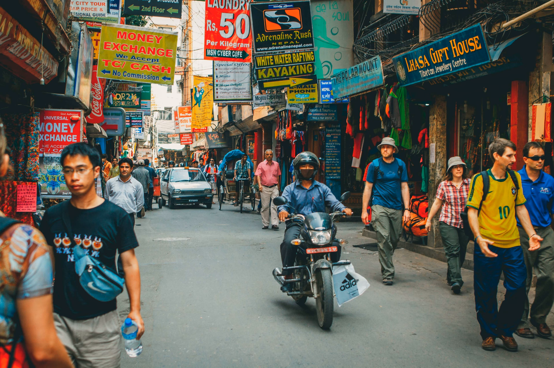 Local and Foreigners in streets of thamel