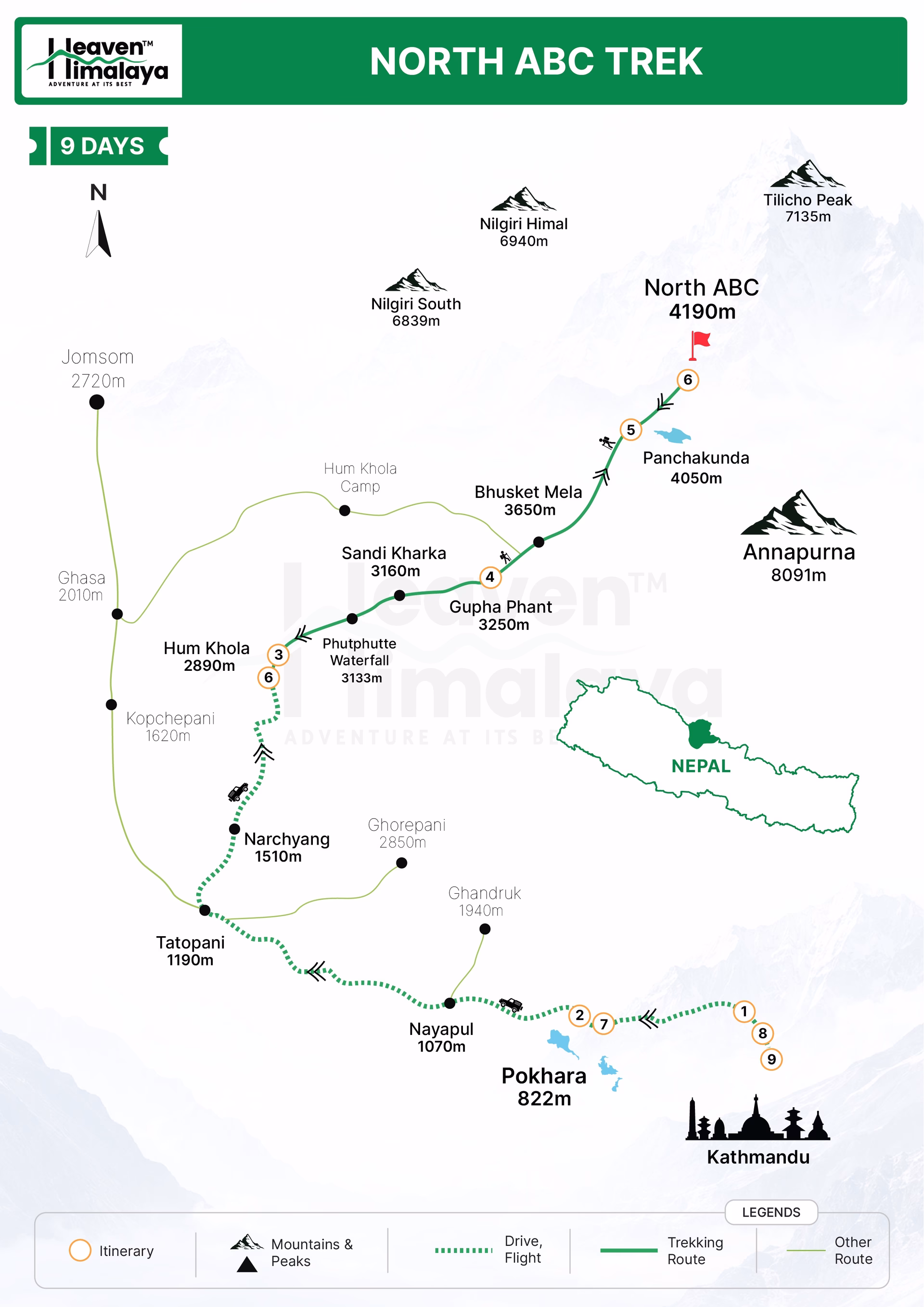 North ABC Trek route map