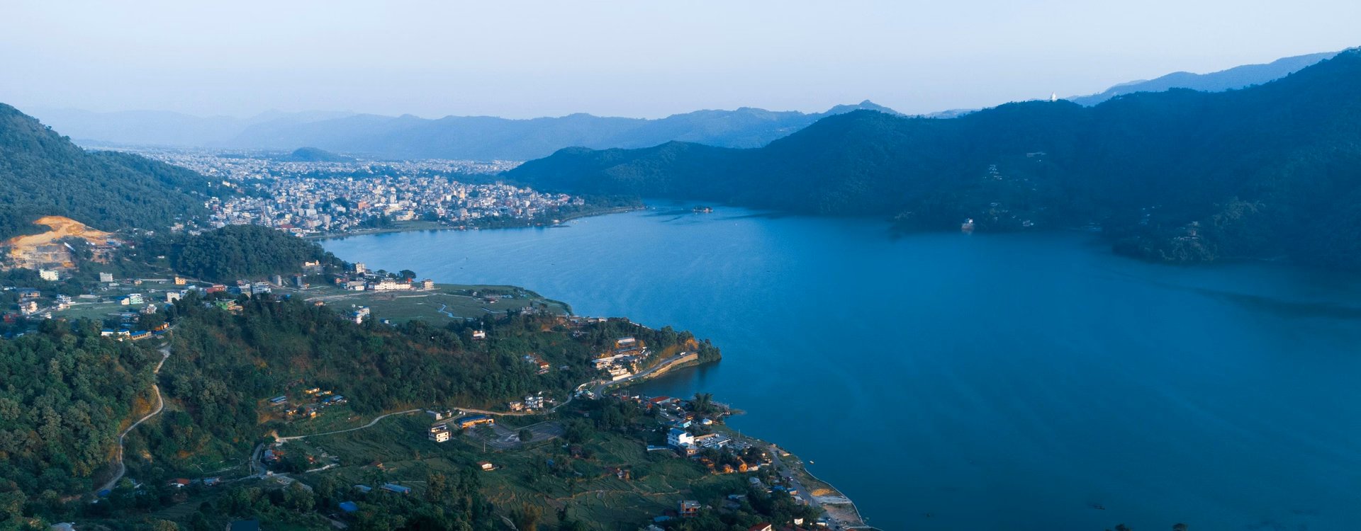 Pokhara lakeside aerial view