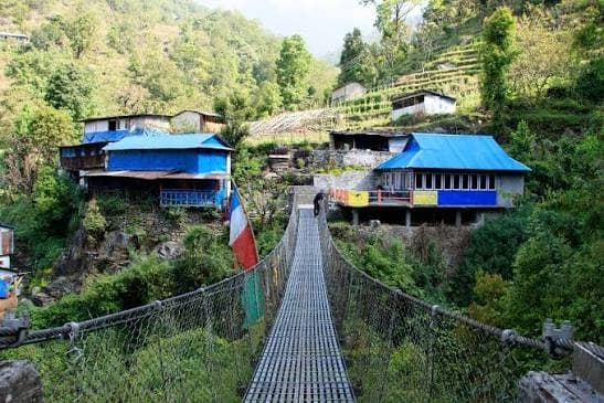 Drive to Nayapul and Trek to Tikhedhunga (1,540m/5,050ft) (9.2 kilometers / 5.7 miles) - 4 hours trek
