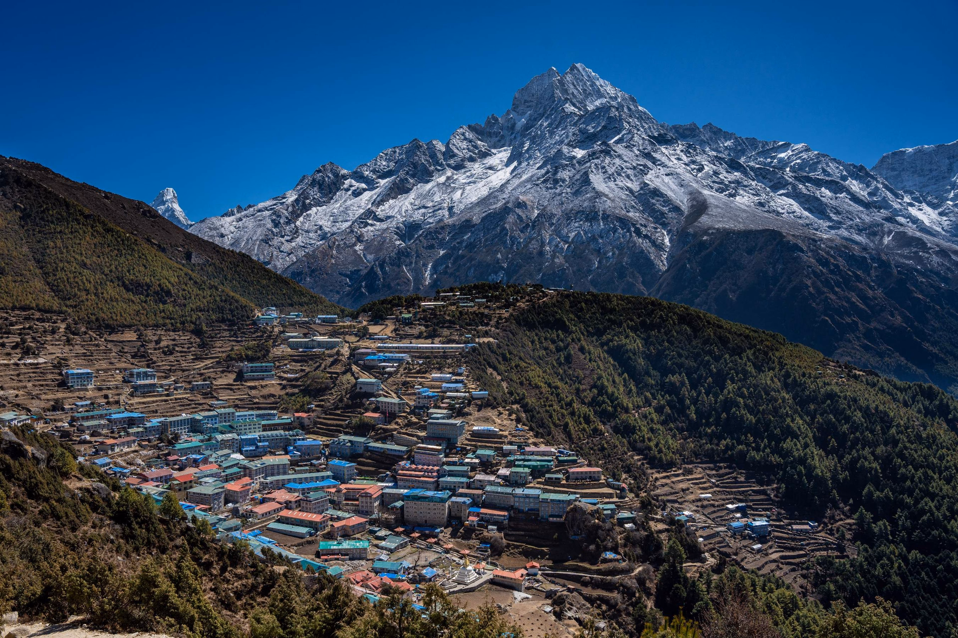 Beautiful Sherpa Town Namche Bazaar in Everest Region