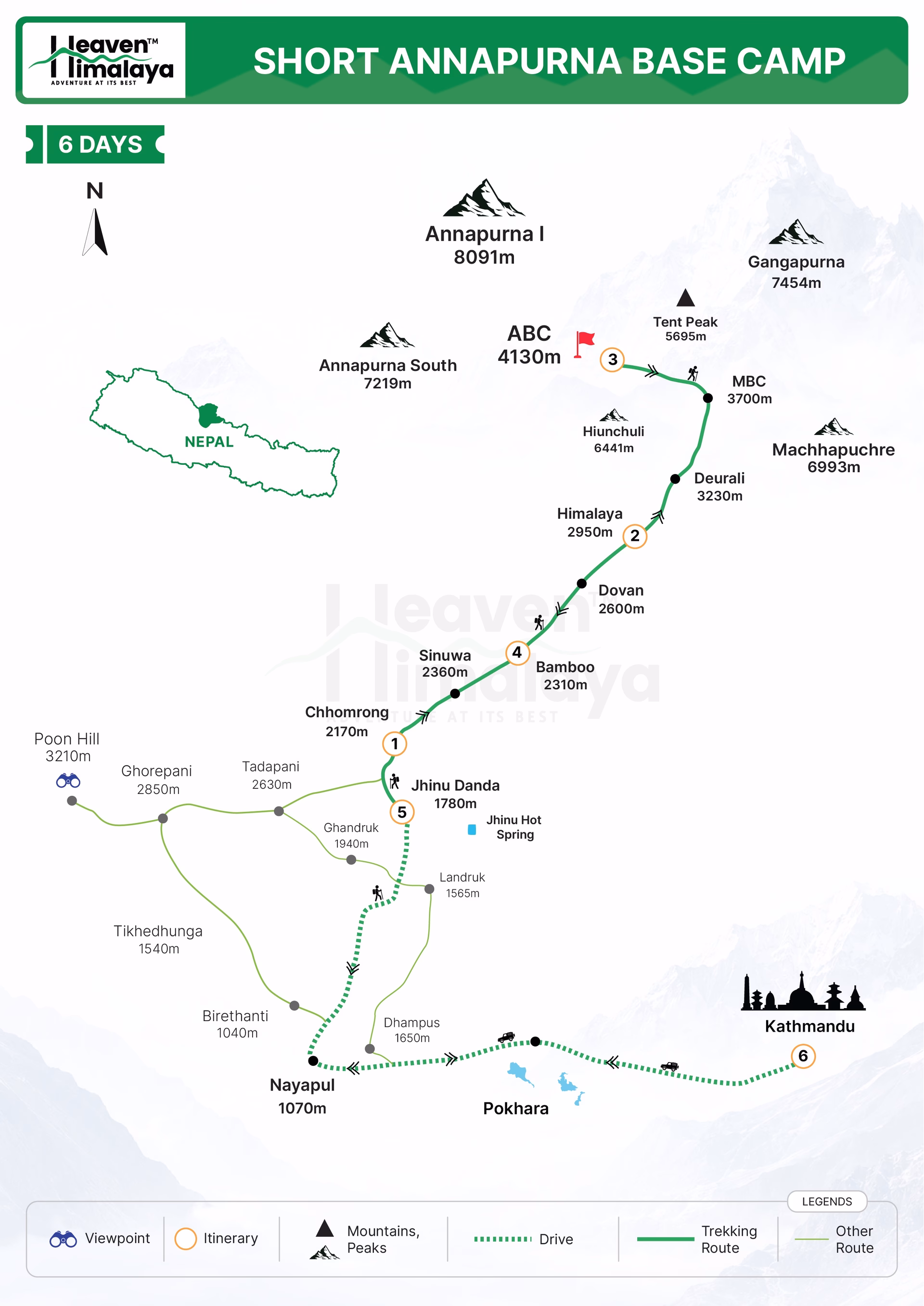 Short ABC trek route map
