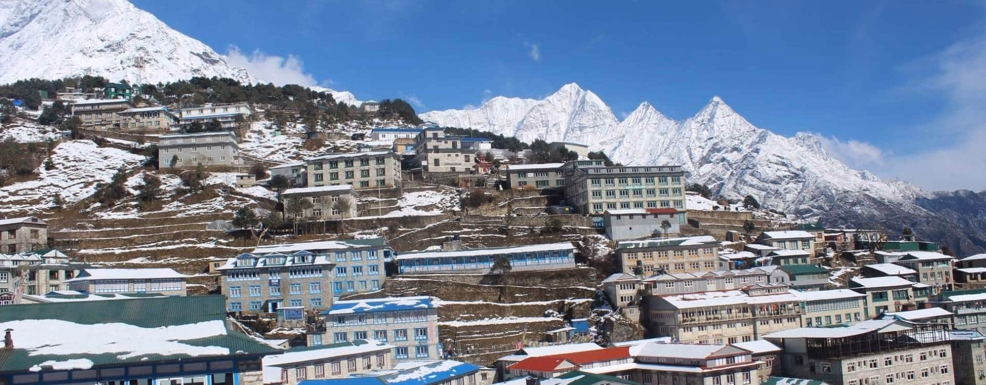 Snowy day at Namche Bazaar