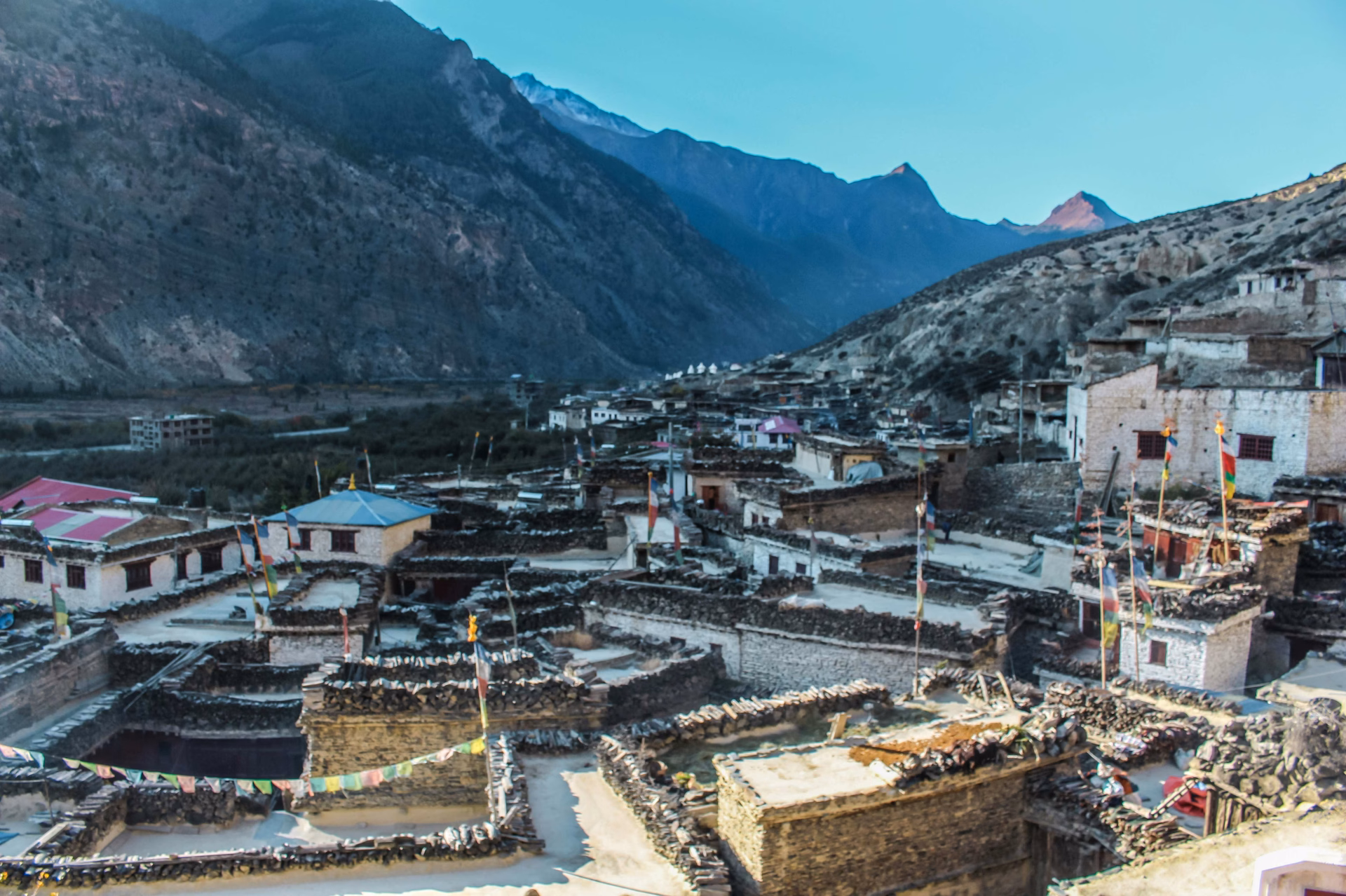 Traditional stone houses of Marpah village in Mustang