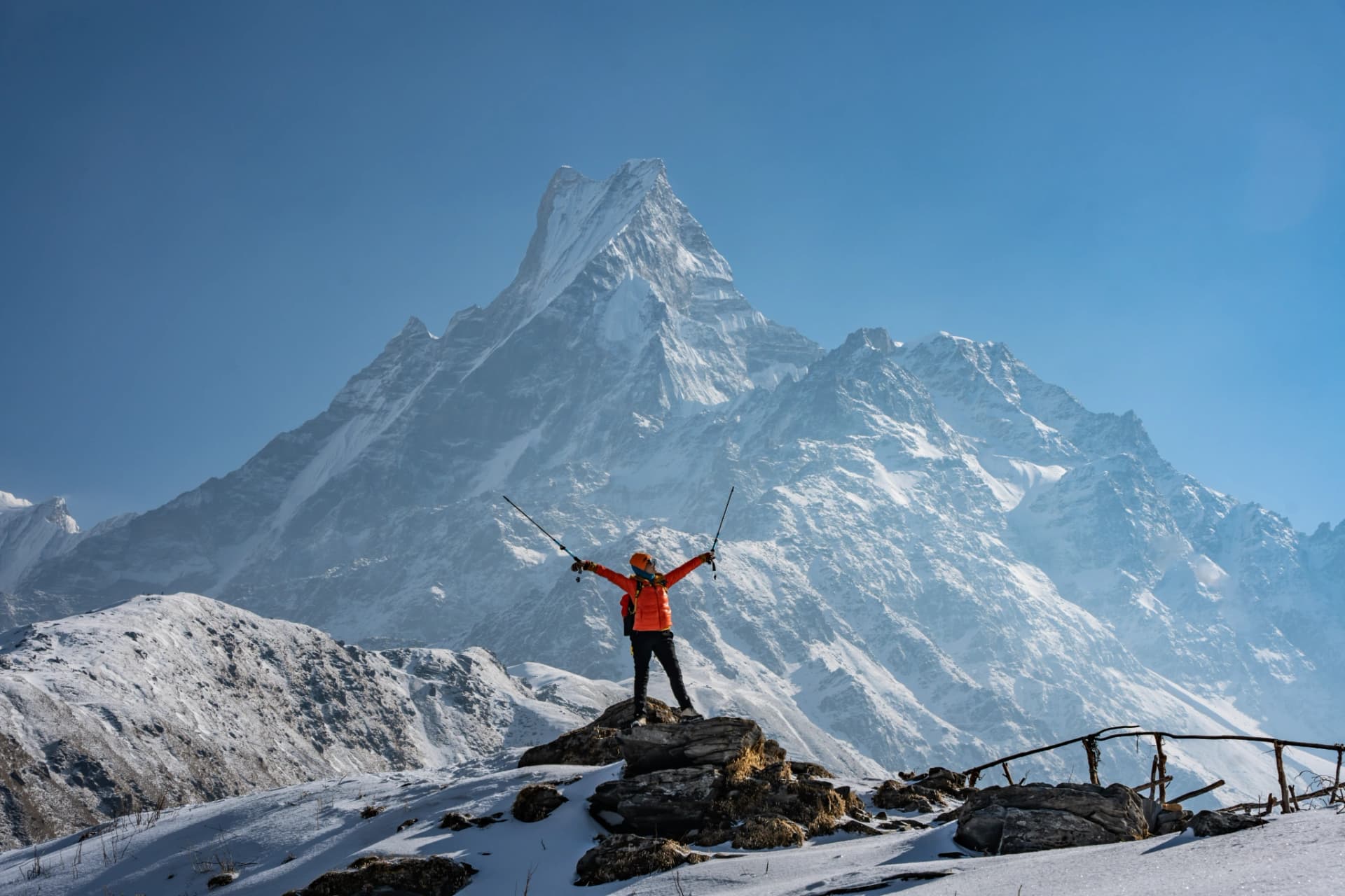 Trekker at Mardi Himal High Camp
