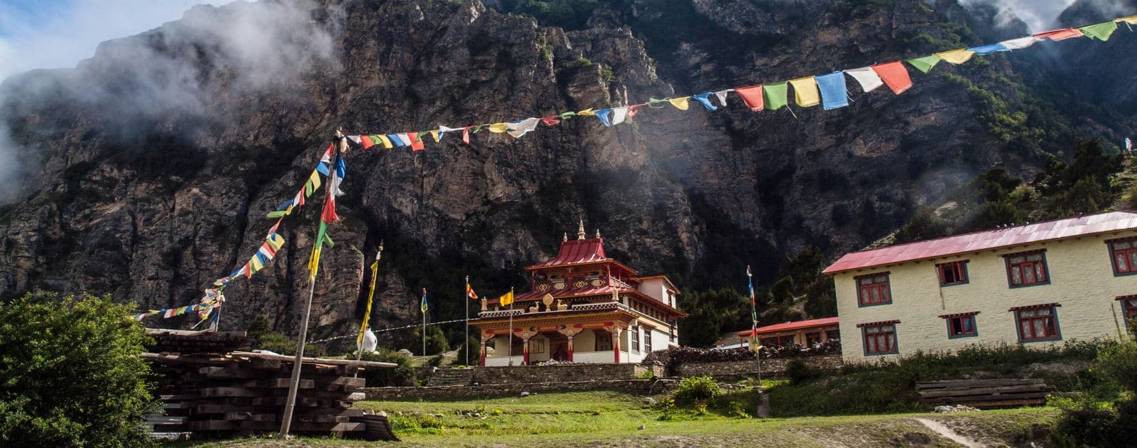 Nar Phu Village in Upper Manang with traditional stone houses and Himalayan landscape