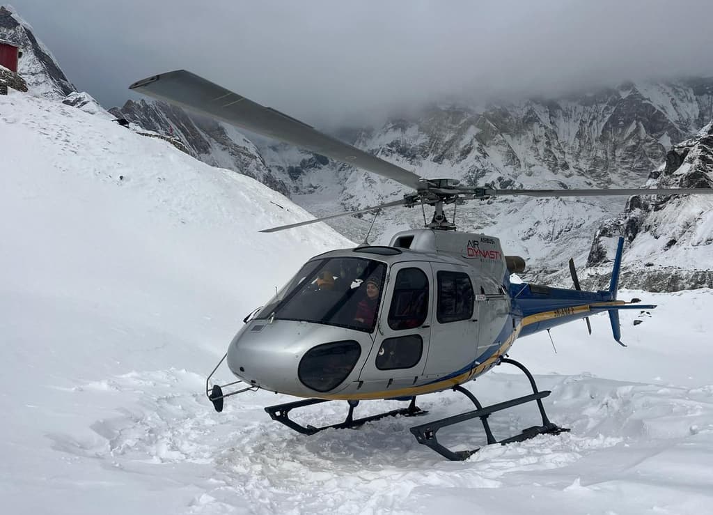 Helicopter parked before EBC adventure