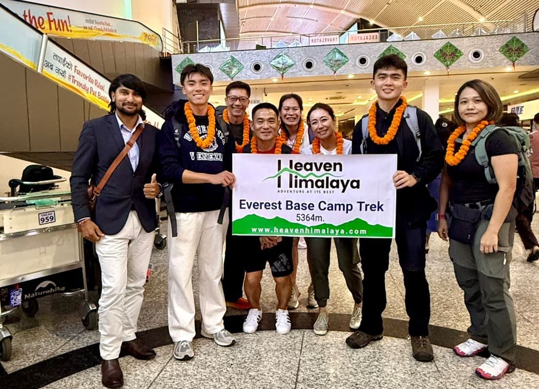 Trekkers arriving at TIA for EBC trek