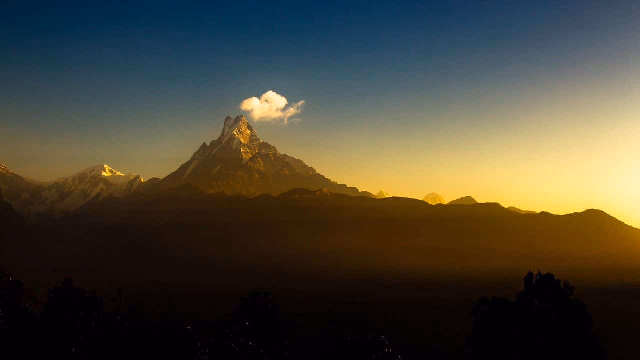 Early morning and view of Mt. Fishtail