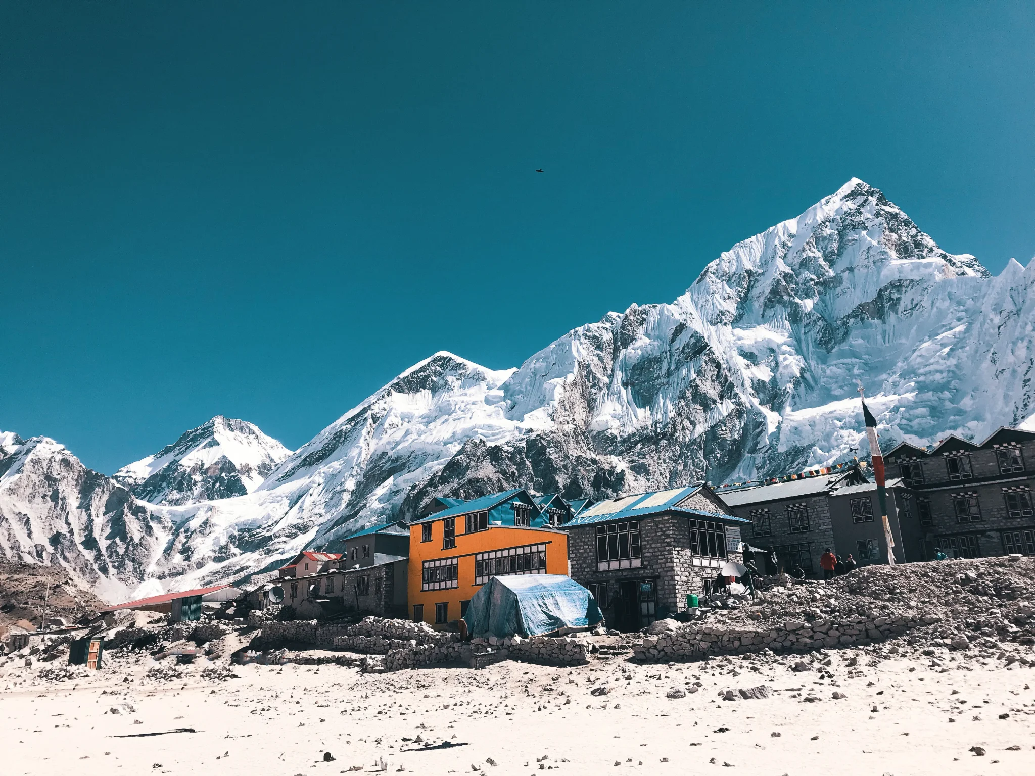 Gorakshep with Himalayas view in backdrop