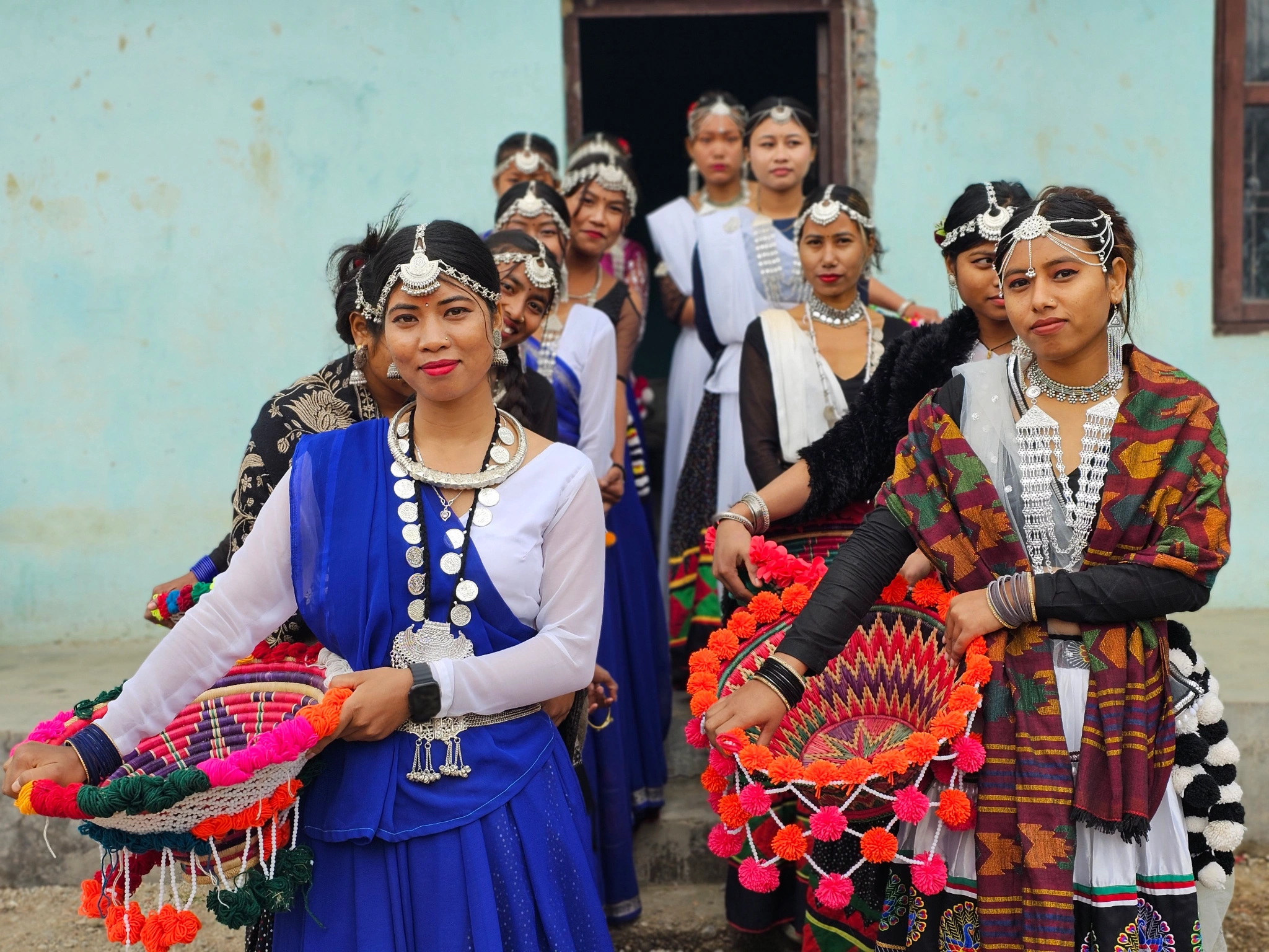 traditional cultural dress and jewelery of tharu women