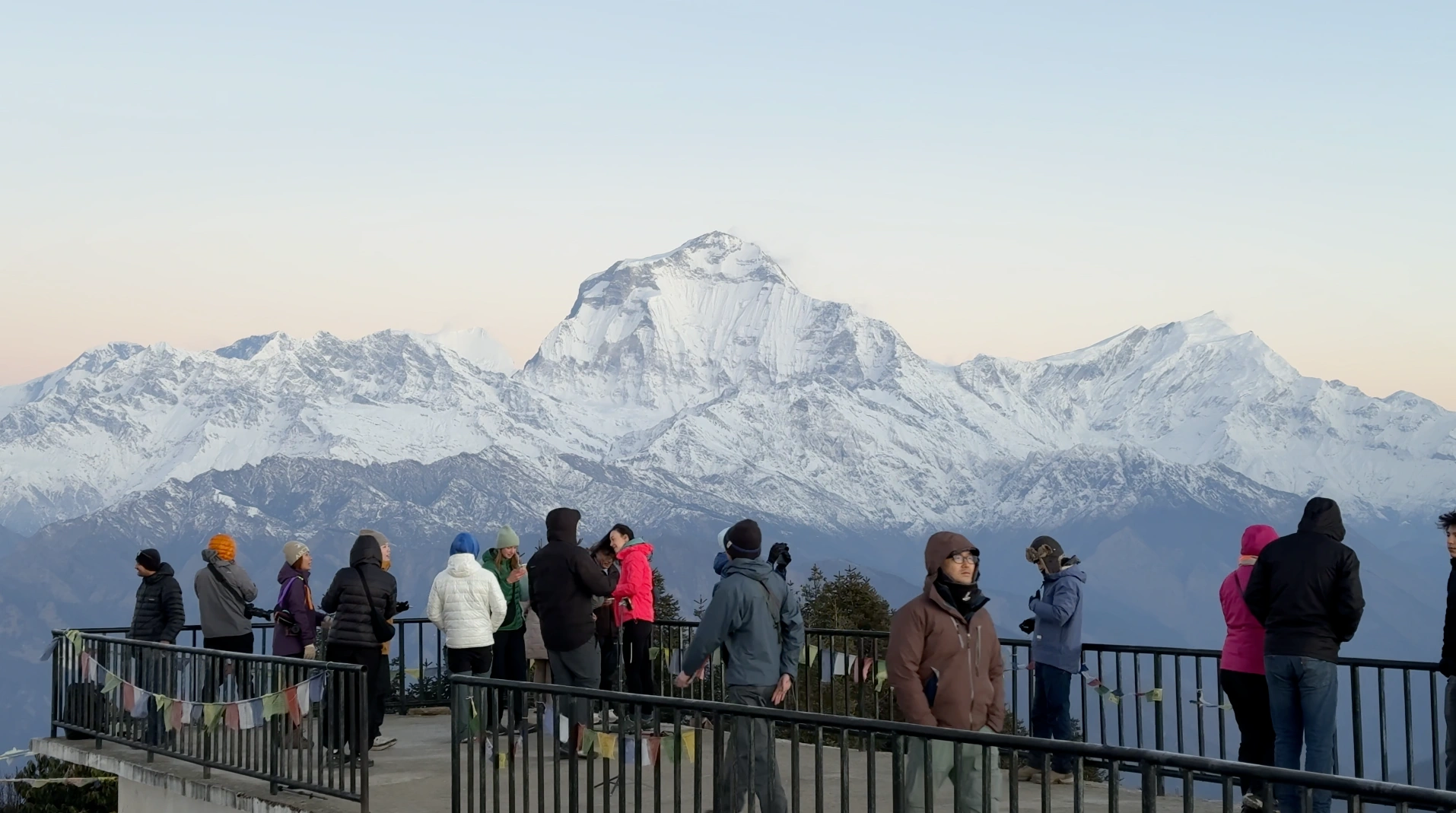 Trekkers enjoying the Mt Dhaulagiri view from Poonhill