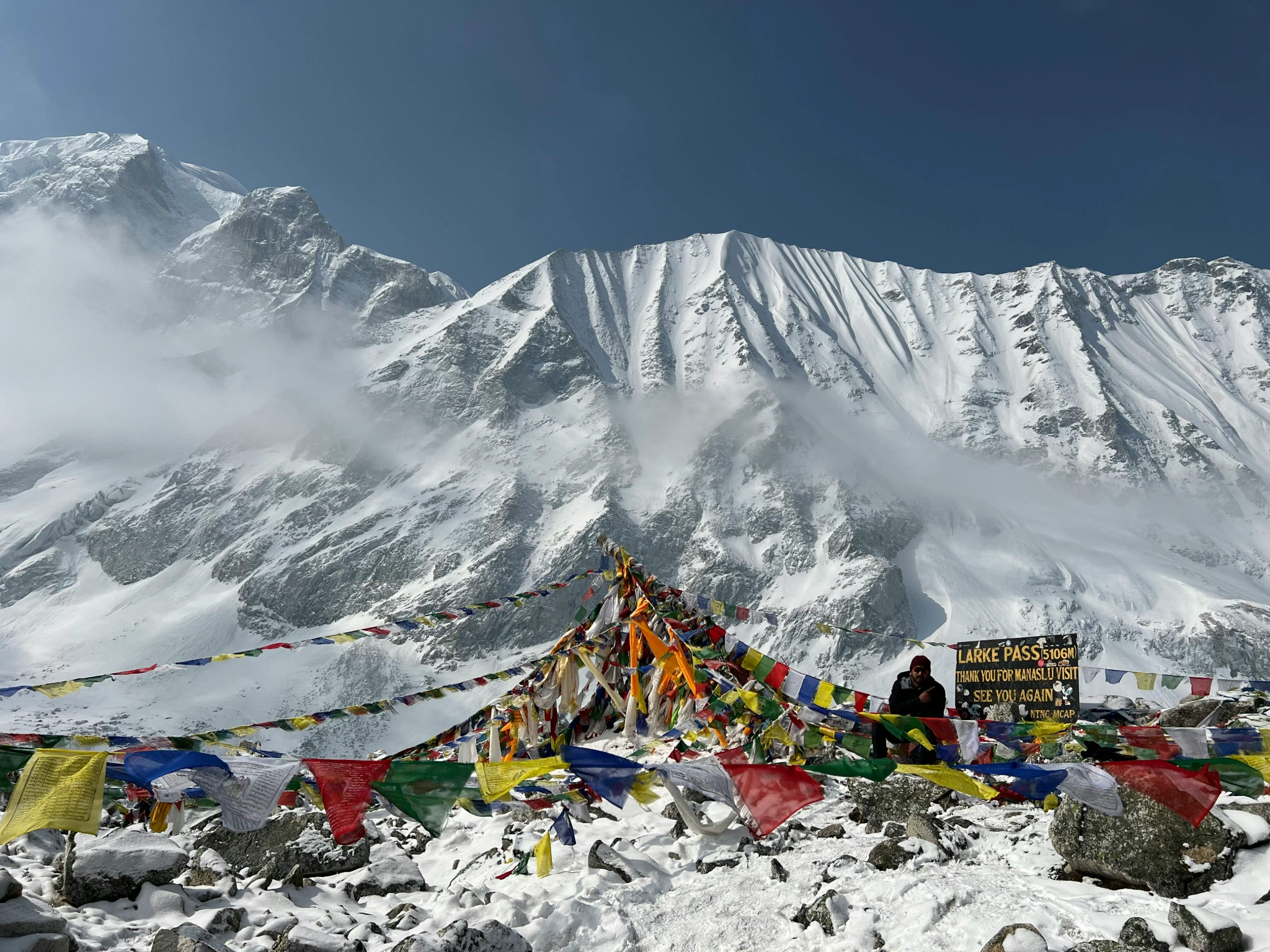 view from Larke Pass in Manaslu Circuit