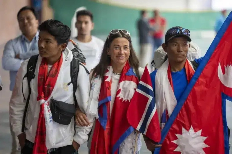 Welcome ceremony for Kristin Harila in Nepal