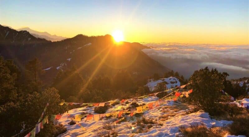 a beautiful sunrise captured from Ghorepani poon hill