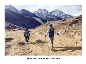 two trekkers heading towards lobuche during Mount Everest base camp trek