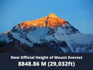 New Official Height of Mount Everest 8848 M (29,032ft)