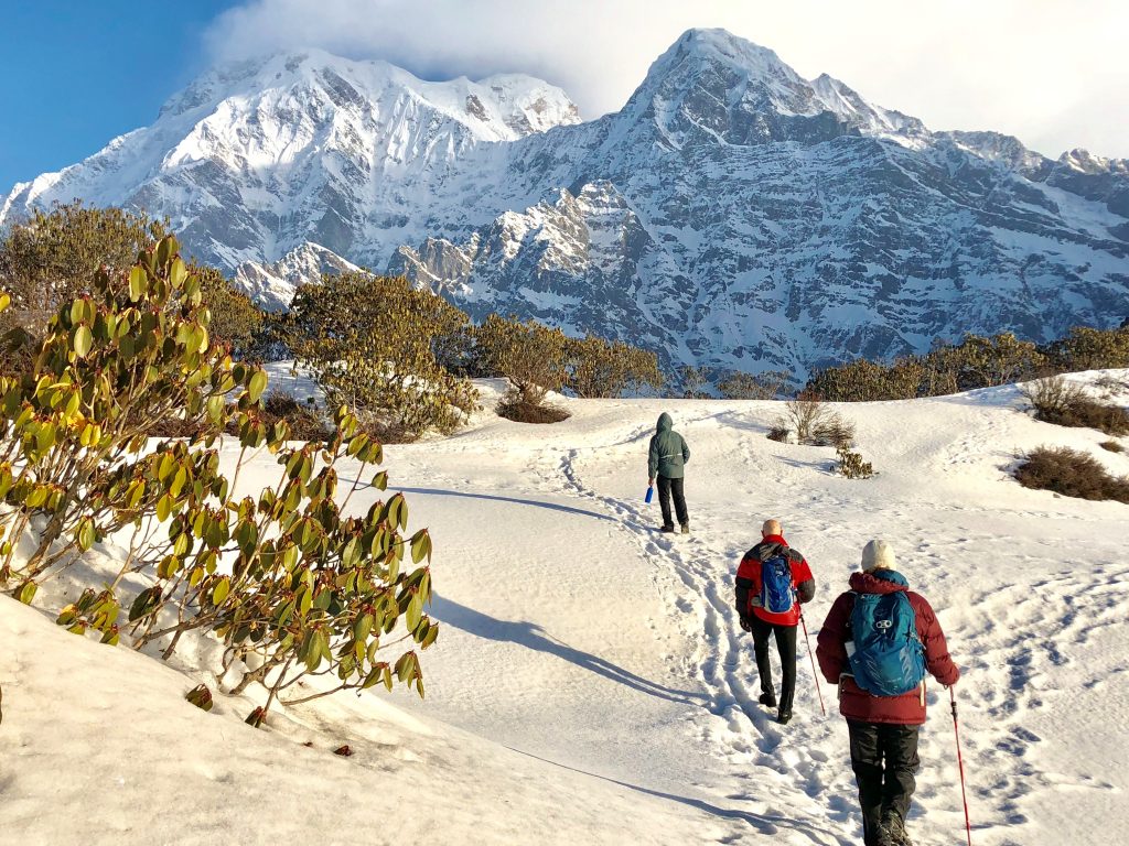 trekking towards Mardi Himal in the Himalayas