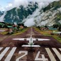 A plane during takeoff from Lukla Airport
