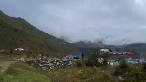 Rescue helicopters at Samagaon, Manaslu, Nepal