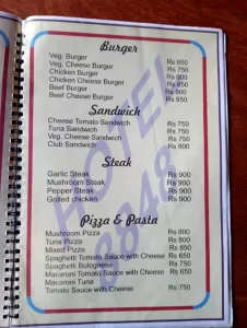Food Menu from 8848 guesthouse on Everest Base Camp Route