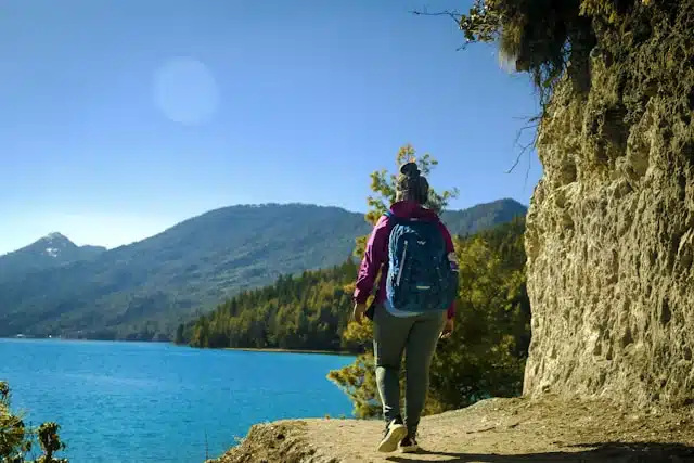 A hiker in Rara Lake